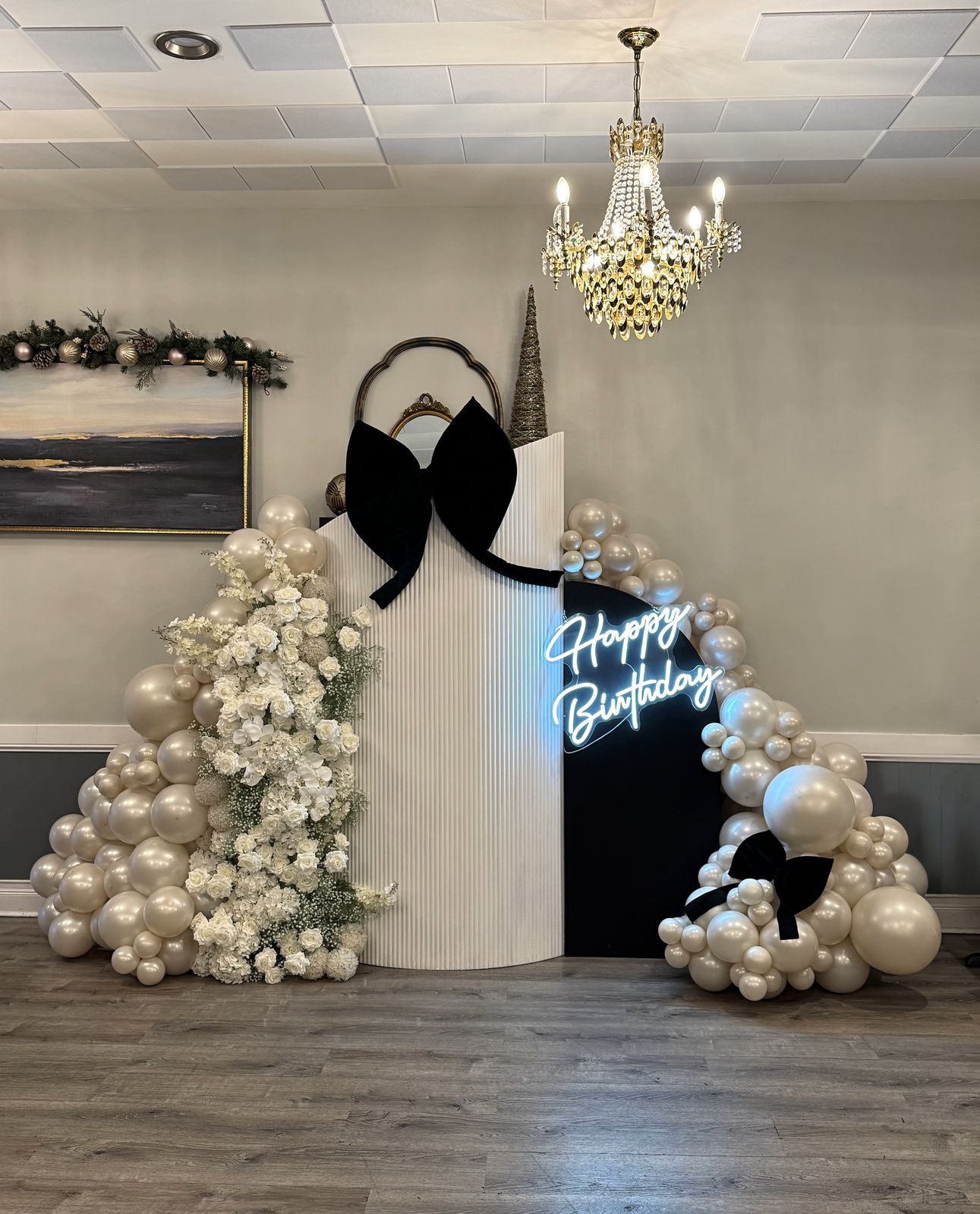 Champagne & ivory birthday with bow