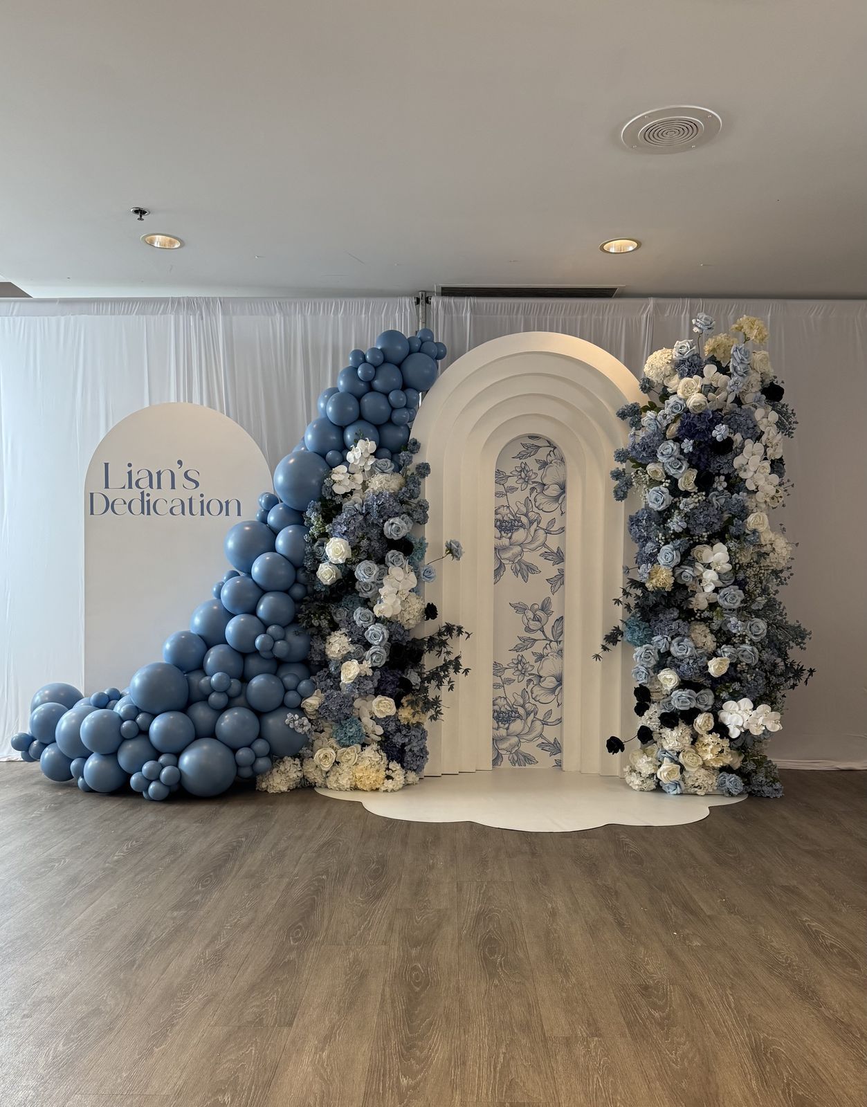 Baby dedication in blue & white