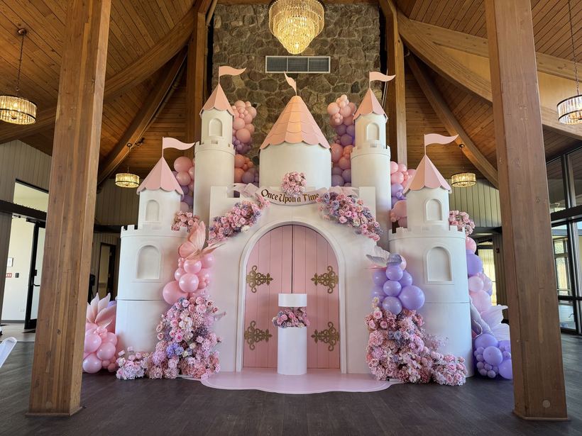 Pink & ivory castle backdrop
